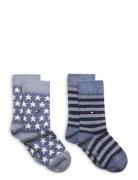 Th Kids Sock 2P Stars And Stripes Sukat Blue Tommy Hilfiger