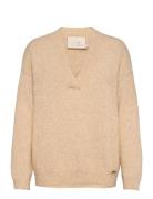 Norakb V-Neck Tops Knitwear Jumpers Cream Karen By Simonsen