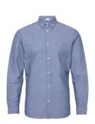 Slhslim-New Linen Shirt Ls Noos Tops Shirts Casual Blue Selected Homme