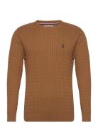 Uspa Knit Archi Men Tops Knitwear Round Necks Beige U.S. Polo Assn.