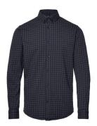 Hudson Aop Stretch Shirt Ls Tops Shirts Casual Navy Clean Cut Copenhag...