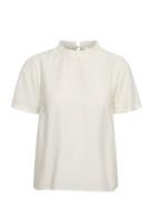 Crliselin Ss Blouse Tops Blouses Short-sleeved White Cream