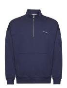 L/S Quarter Zip Tops Sweat-shirts & Hoodies Sweat-shirts Blue Calvin K...