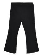 Leggings Flare Rib W Frill Edg Bottoms Trousers Black Lindex