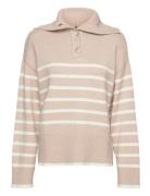 Utta Knit T-Neck Tops Knitwear Jumpers Beige Second Female