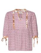 Crclara Blouse Tops Blouses Short-sleeved Purple Cream