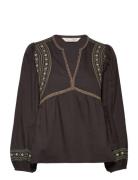 Sibyl Blouse Tops Blouses Long-sleeved Black ODD MOLLY