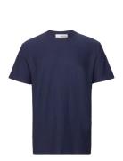 Slhrelax-Plisse Tee Ex Tops T-shirts Short-sleeved Navy Selected Homme