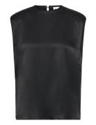 2Nd Cornish Tt - Satin Ease Tops Blouses Sleeveless Black 2NDDAY