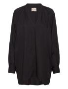 Florence Shirt Twill Tops Shirts Long-sleeved Black Moshi Moshi Mind