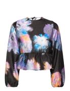 Enwombat Ls Top Aop 7063 Tops Blouses Long-sleeved Black Envii