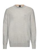 Avac_C Tops Knitwear Round Necks Grey BOSS