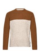 Nep Structured Crewneck Knit Tops Knitwear Round Necks Brown Tom Tailo...