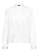 Lr-Isla Solid Tops Blouses Long-sleeved White Levete Room