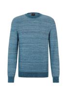 Aspok Tops Knitwear Round Necks Blue BOSS