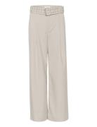 Edithagz Hw Pants Bottoms Trousers Wide Leg Beige Gestuz