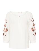 Cralexi Blouse Tops Blouses Long-sleeved White Cream