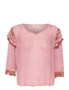 Crlinea Blouse Tops Blouses Short-sleeved Pink Cream