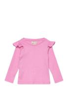 Kmgsilja L/S O-Neck Frill Jrs Tops T-shirts Long-sleeved T-shirts Pink...