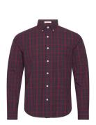 Reg Ut Archive Poplin Tartan Shirt Tops Shirts Casual Burgundy GANT