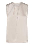 Shiny Satin Fluid Ns Blouse Tops Blouses Sleeveless Beige Calvin Klein