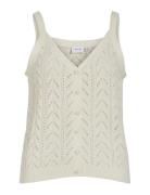 Vietti S/L V-Neck Pointelle Knit Singlet Tops T-shirts & Tops Sleevele...