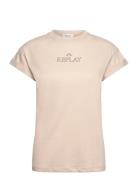 T-Shirt Regular Pure Logo Tops T-shirts & Tops Short-sleeved Beige Rep...