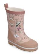 Printed Wellies Shoes Rubberboots High Rubberboots Pink Mikk-line