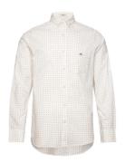 Reg Micro Print Shirt Tops Shirts Short-sleeved Cream GANT