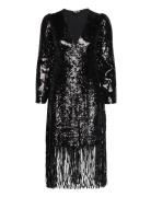 Yasflapper 7/8 Sequin Dress - Show Polvipituinen Mekko Black YAS