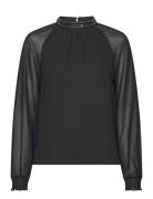 Vianlis Halterneck L/S Top/Su Tops Blouses Long-sleeved Black Vila