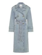 Double Breasted Denim Trench Trenssi Takki Blue Mango