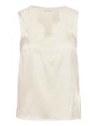 Silk Top Tops Blouses Sleeveless Cream Rosemunde