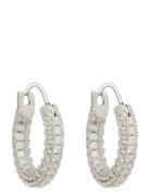 The Pavé Amalfi Huggies-Silver Accessories Jewellery Earrings Hoops Si...