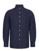 Linen Shirt Tops Shirts Casual Navy Sebago