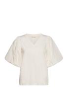 Umeiw V-Neck Tops Blouses Short-sleeved White InWear