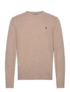 Wool-Cashmere Crewneck Sweater Tops Knitwear Round Necks Beige Polo Ra...