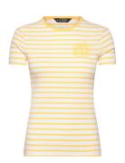 Striped Stretch Cotton Crewneck Tee Tops T-shirts & Tops Short-sleeved...