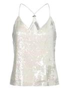 D6Punch Sequins Singlet Tops Blouses Sleeveless White Dante6