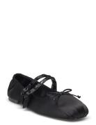 Satin Ballerina Shoes With Studs Ballerinat Black Mango