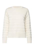 Tonal Striped Cotton C-Neck Tops Knitwear Jumpers Cream GANT