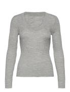 Slfcosta New Ls Knit Deep U-Neck Tops Knitwear Jumpers Grey Selected F...