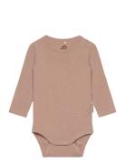 Wool/Bamboo Ls Body Bodies Long-sleeved Beige Mikk-line