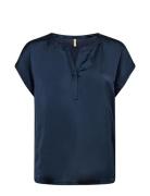 Sc-Thilde Tops Blouses Short-sleeved Navy Soyaconcept