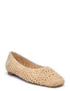 Square-Toe Braided Ballet Flats Ballerinat Beige Mango