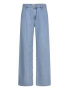 Straight Pleated Jeans Bottoms Jeans Straight-regular Blue Mango