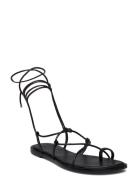 Leather Straps Sandals Matalapohjaiset Sandaalit Black Mango