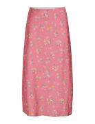 Vilouis Midi Skirt Polvipituinen Hame Pink Vila