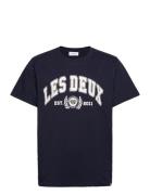 University T-Shirt Tops T-shirts Short-sleeved Navy Les Deux