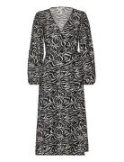 Objleonora L/S Wrap Midi Dress Noos Polvipituinen Mekko Black Object